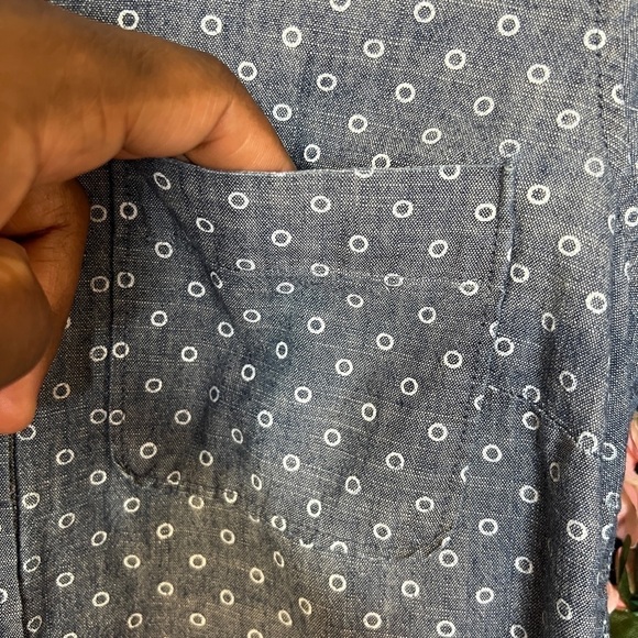 🌹J.Crew Factory Blue Chambray Popover Button Up Shirt Womens Casual XS Button - Picture 6 of 9